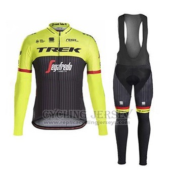 2017 Cycling Jersey Trek Segafredo Green and Black Long Sleeve and Bib Tight